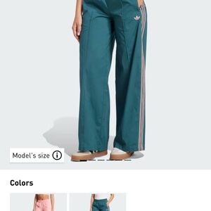 Adidas Green Wide-Leg Pants with Pink Accents